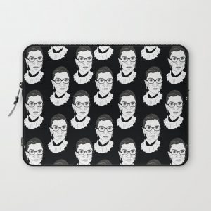 Ruth Bader Ginsburg, Large BW Pattern Computer Cover by S Smith Design - Laptop Sleeve - 13"