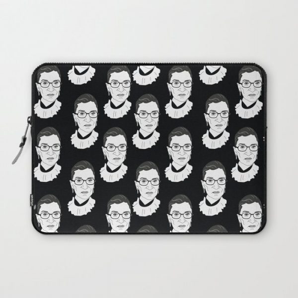 Ruth Bader Ginsburg, Large BW Pattern Computer Cover by S Smith Design - Laptop Sleeve - 13"