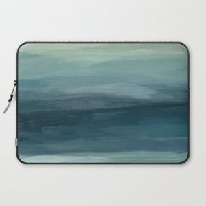 Seafoam Green Mint Navy Blue Abstract Ocean Art Painting Computer Cover by Rachel Elise - Laptop Sleeve - 15"