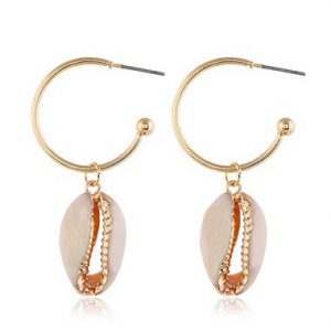 Seashell Shaped Gold Metal Earrings for Lady - One Size