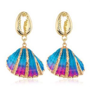 Seashell Shaped Gold Metal Earrings for Lady - One Size