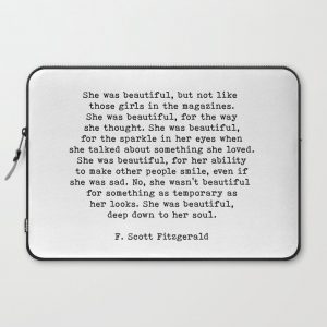 She Was Beautiful, F. Scott Fitzgerald, Quote Computer Cover by The Art Shed - Laptop Sleeve - 15"