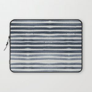 Simply Shibori Stripes Indigo Blue on Lunar Gray Computer Cover by Simple Luxe - Laptop Sleeve - 13"