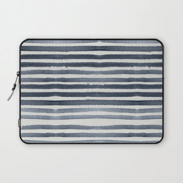 Simply Shibori Stripes Indigo Blue on Lunar Gray Computer Cover by Simple Luxe - Laptop Sleeve - 13"