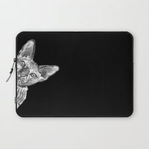 Sneaky Sphynx Cat Black and White Computer Cover by Big Nose Work - Laptop Sleeve - 13"