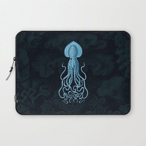 Squid1 (Blue, Square) Computer Cover by Mechanical Whispers - Laptop Sleeve - 13"