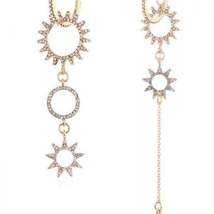 Star Rhinestone Dangle Asymmetric Earrings