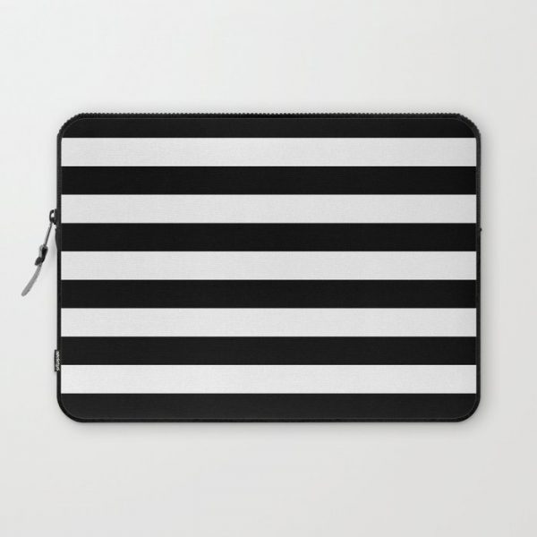 Stripe Black & White Horizontal Line Bold Minimalism Computer Cover by Beautiful Homes - Laptop Sleeve - 13"