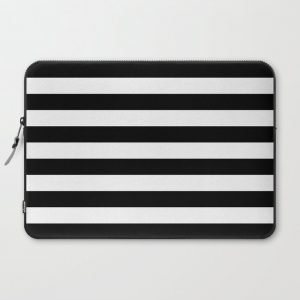 Stripe Black & White Horizontal Line Bold Minimalism Computer Cover by Beautiful Homes - Laptop Sleeve - 15"