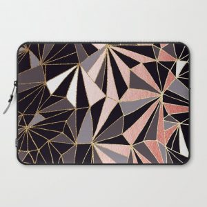 Stylish Art Deco Geometric Pattern - Black, Coral, Gold #abstract #pattern Computer Cover by Dominique Vari - Laptop Sleeve - 15"