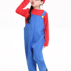 Super Mario Bros Cosplay Costume Halloween Little Girls Jumpsuit Outfit Kids