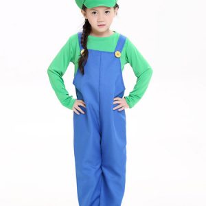 Super Mario Bros Cosplay Costume Halloween Little Girls Jumpsuit Outfit Kids