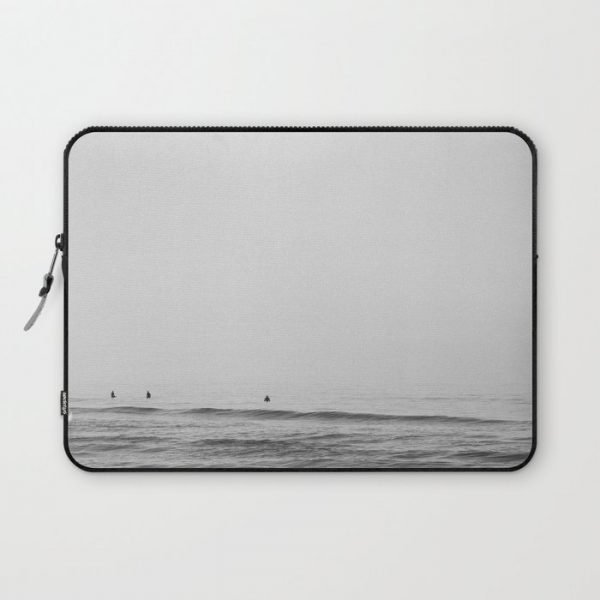 Surfers - Black and White Ocean Photography Huntington Beach California Computer Cover by Jason Meintjes - Laptop Sleeve - 13"