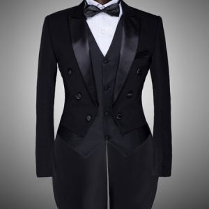 Swallow Tailed Coat Bridegroom Suit Black Retro Costume Halloween