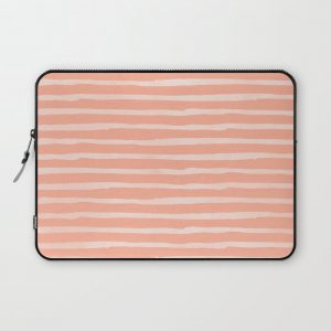 Sweet Life Thin Stripes Peach Coral Pink Computer Cover by Simple Luxe - Laptop Sleeve - 13"