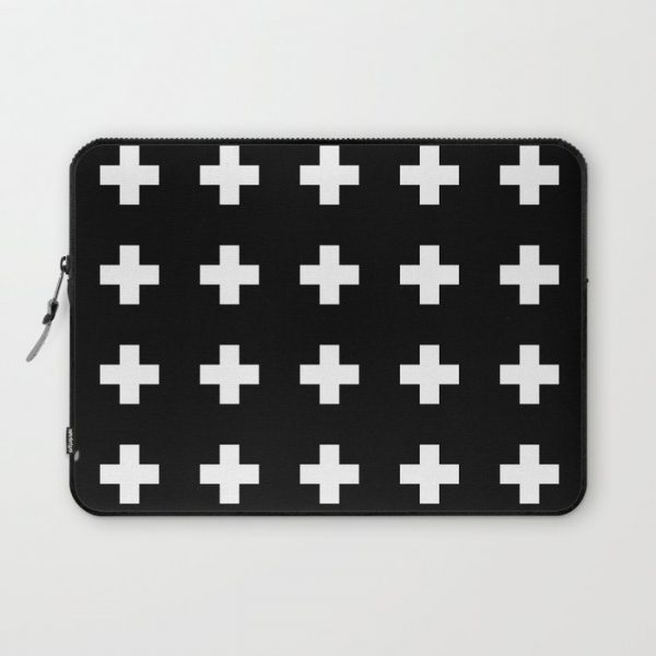 Swiss Cross Black Computer Cover by Modern Home - Laptop Sleeve - 13"