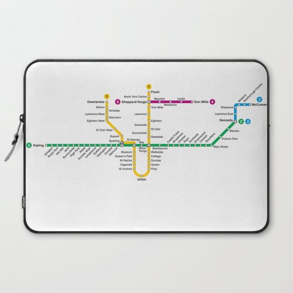 TTC Subway Map Computer Cover by bzmw - Laptop Sleeve - 15"