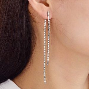 Tassel Long Rhinestone Stud Earrings