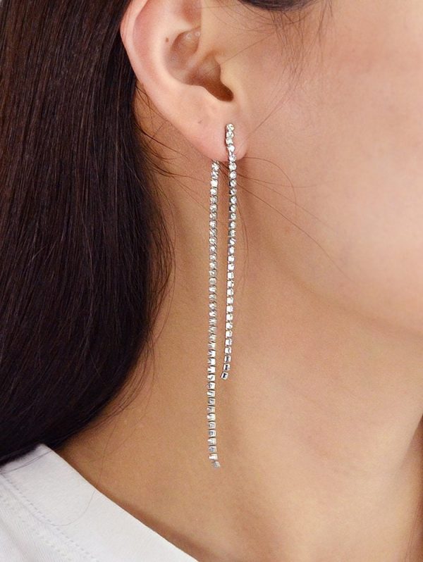 Tassel Long Rhinestone Stud Earrings