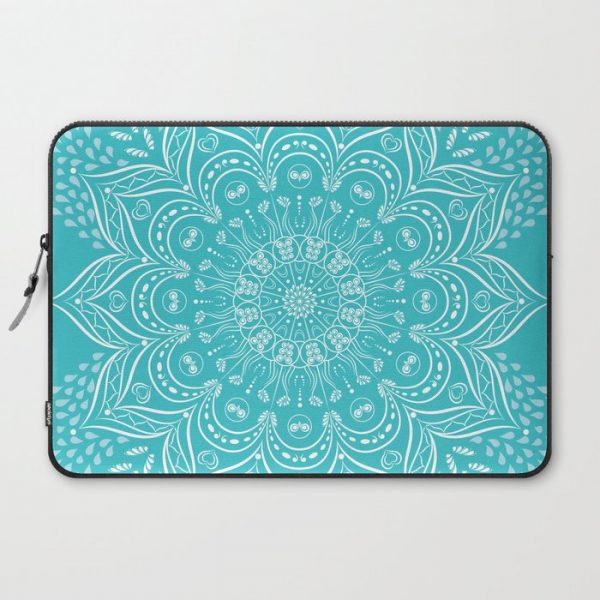 Teal Boho Mandala Computer Cover by Julia Frank - Laptop Sleeve - 15"