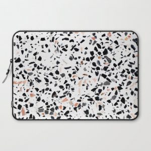 Terrazzo Stone Pattern Black and Orange Peach Computer Cover by 5mm Paper - Laptop Sleeve - 15"