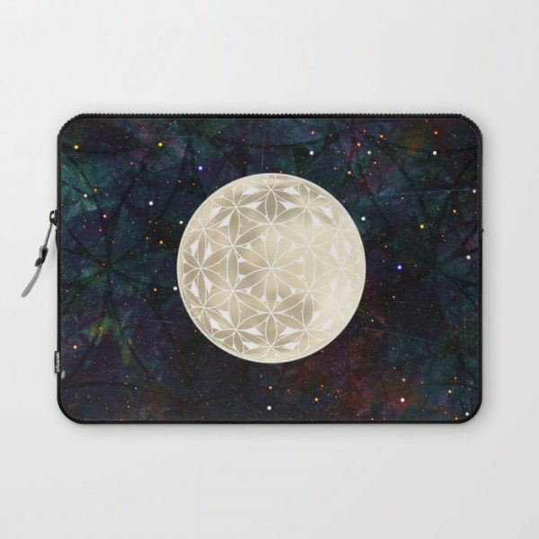 The Flower of Life Moon 2 Computer Cover by Klara Acel - Laptop Sleeve - 13"