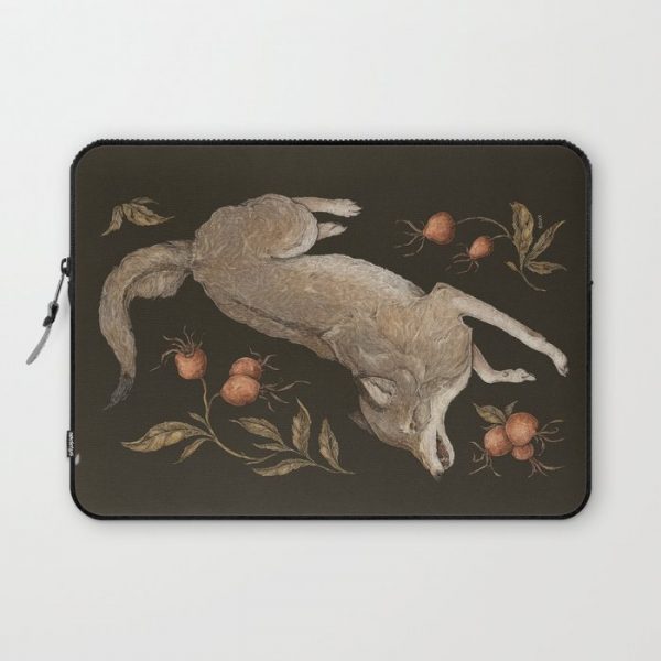 The Wolf and Rose Hips Computer Cover by Jessica Roux - Laptop Sleeve - 13"