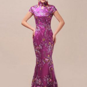 Traditional Chinese Costume Cheongsam Red Fancy Dress For Women