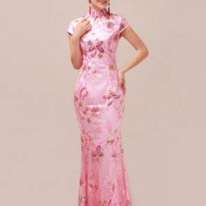 Traditional Chinese Costume Cheongsam Red Fancy Dress For Women