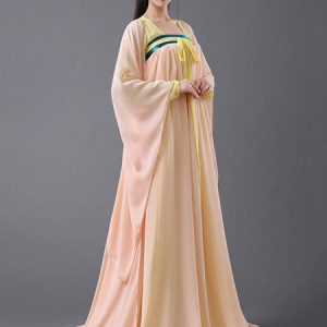 Traditional Chinese Costume Female Peach Chiffon Women Hanfu Dress Ancient Tang Dynasty Clothing 2 Pieces