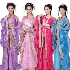 Traditional Chinese Costume Female Tulle Hanfu Dress Ancient Tang Dynasty Clothing 3 Pieces