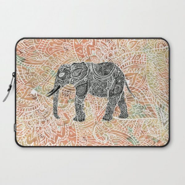 Tribal Paisley Elephant Colorful Henna Floral Pattern Computer Cover by Girly Trend - Laptop Sleeve - 15"