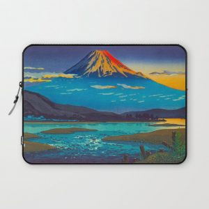 Tsuchiya Koitsu Tokaido Fujikawa Japanese Woodblock Print Sunset Colorful Hues Mountain Landscape Computer Cover by EnShape - Laptop Sleeve - 13"