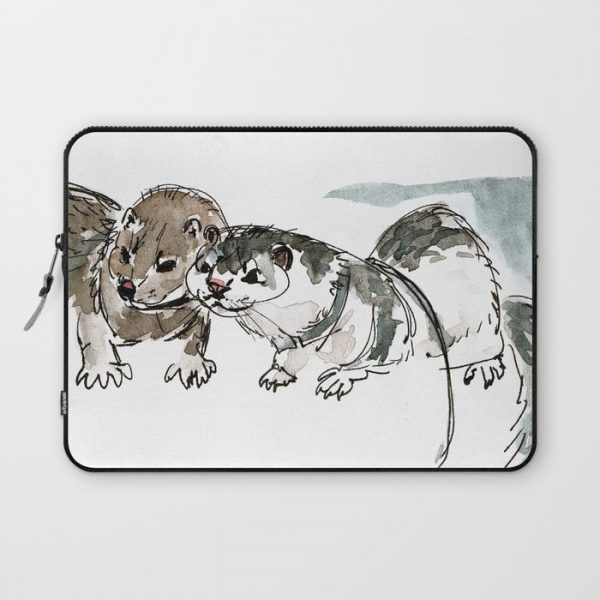 Two American minks Computer Cover by Belette Le Pink - Laptop Sleeve - 13"