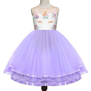 Unicorn Dresses Little Girls Tutu Dress Halloween Costume Kids Party Dress With Headpieces