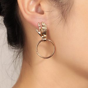 Unique Hand Circle Earrings