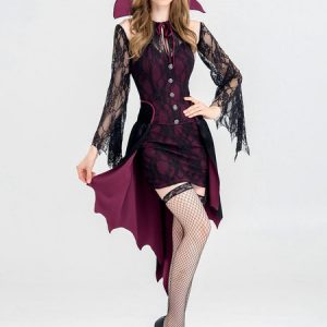 Vampire Costume Halloween Women Sexy Lace Dresses Set