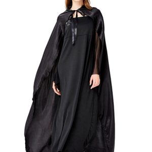 Vampire Halloween Costumes Black Women Cloak Dress Milk Silk Set Holidays Costumes