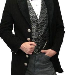 Victorian Black Royal Synthetic Coat Pageant Costumes For Men Halloween