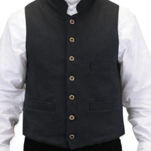 Victorian Costume Gilet Vintage Men's Black Button Sleeveless Waistcoat Halloween