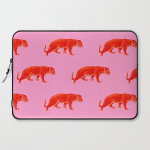 Vintage Cheetahs in Coral + Red Computer Cover by YesterdayCollection - Laptop Sleeve - 15"