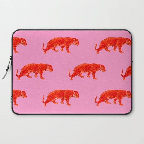 Vintage Cheetahs in Coral + Red Computer Cover by YesterdayCollection - Laptop Sleeve - 15"