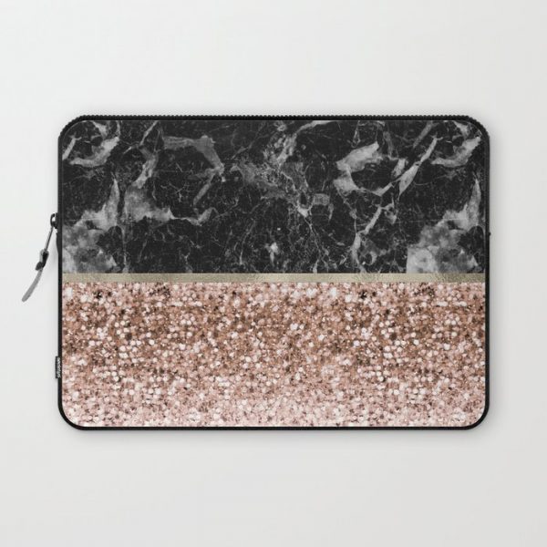 Warm chromatic - rose gold and black marble Computer Cover by marbleco - Laptop Sleeve - 13"