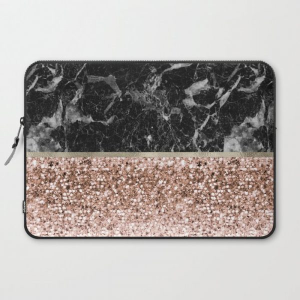 Warm chromatic - rose gold and black marble Computer Cover by marbleco - Laptop Sleeve - 15"