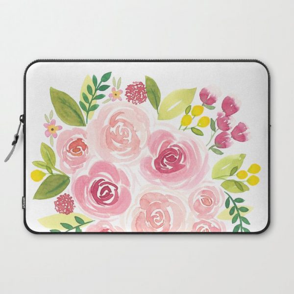 Watercolor Rose Bouquet Computer Cover by Crafting All The Things - Laptop Sleeve - 15"