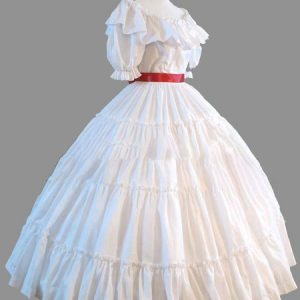 White Retro Costumes Ruffle Women Marie Antoinette Costume Vintage Set Party Prom Dress