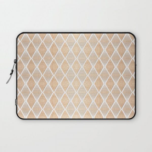 White and Copper Geometric Pattern Computer Cover by Klara Acel - Laptop Sleeve - 13"