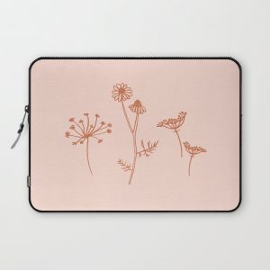 Wildflower Line Art Computer Cover by Zainab Mughal Arts - Laptop Sleeve - 13"