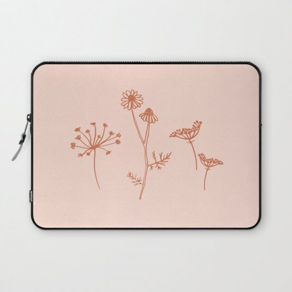 Wildflower Line Art Computer Cover by Zainab Mughal Arts - Laptop Sleeve - 13"