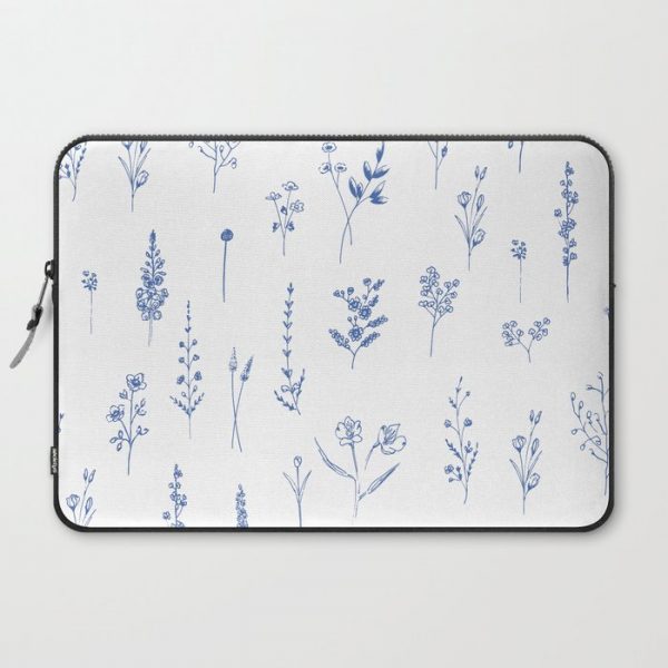 Wildflowers in blue Computer Cover by Anis Illustration @anisillustration - Laptop Sleeve - 15"